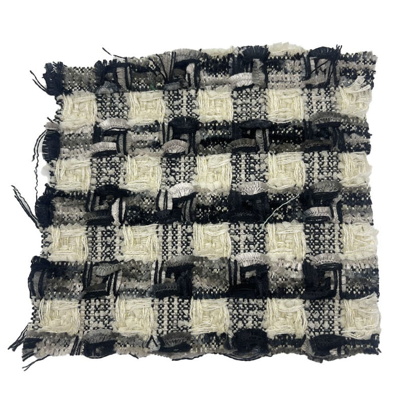 Luxusní černošedé kostkované tvídové tkaniny s jemnou texturou na kabáty 22042