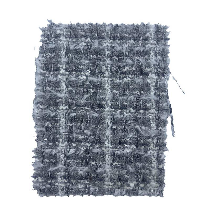 Šedé kostkované tvídové tkaniny s jemnou strukturou pro dámské oděvy 23503