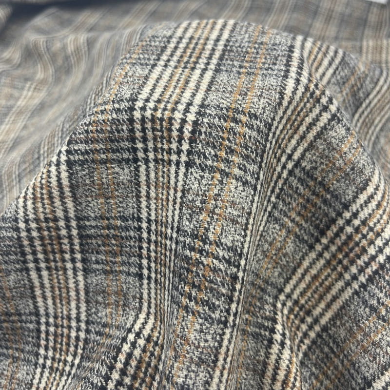 Plaid Houndstooth Check hnědé metalické tkané látky pro oblek 250515
