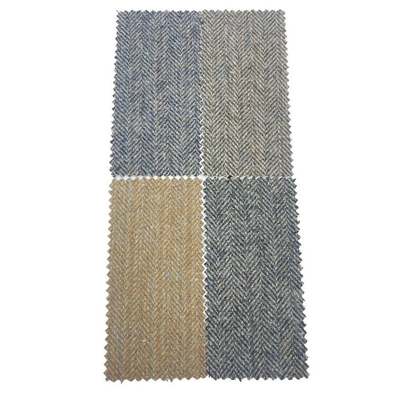 Italské hnědé modré pruhované vlněné tvídové tkaniny pro oblek 3534